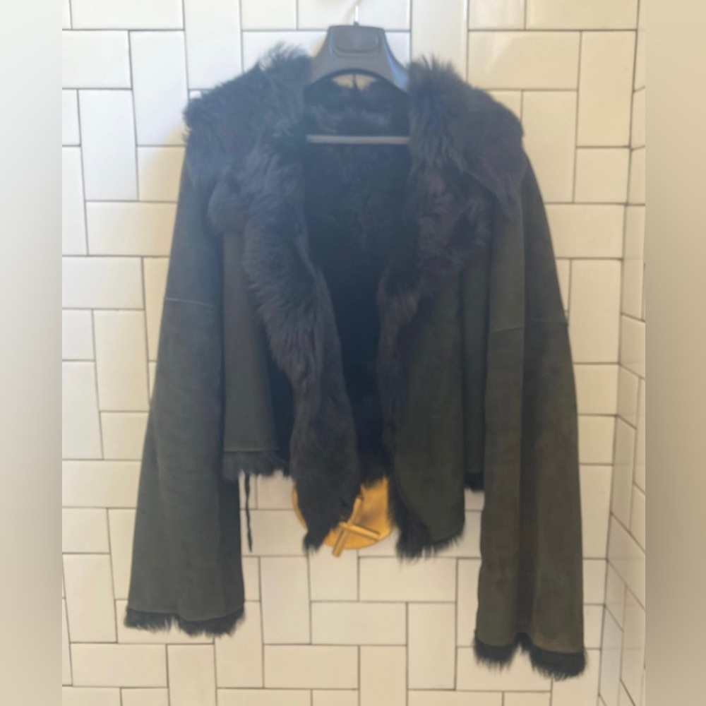 Marni black shearling jacket $3500 from Barneys